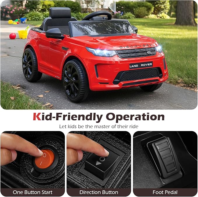 Costzon Ride on Car, Licensed Land Rover Discovery Sport Electric Vehicle, 12V Kids Car with Parent Remote Control, Music, Horn, Song, Gift for Aged 3+ (Red, 38” x 24” x 17”(L x W x H))