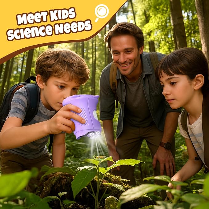 Handheld Digital Mini Microscope for Kids: 1000X 4K Portable Pocket 2.4" Screen Microscopes Toys STEM Electronic Learning Educational Science Kit 8-12 Birthday Gift 4 5 6 7 Year Old Boy Girl (Purple)
