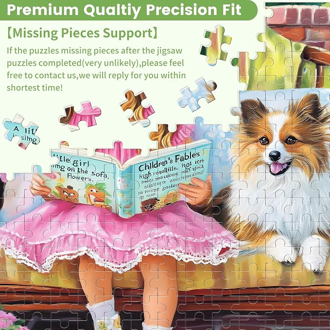 300 Pieces Girl Puzzle for Adults, Dog Jigsaw Puzzle 300 Pieces Recycled Cardboard Jigsaw Puzzles for Adults, Family Challenging Game Home Decor Gift Toy for Teens Kids Seniors 20.5×15 in