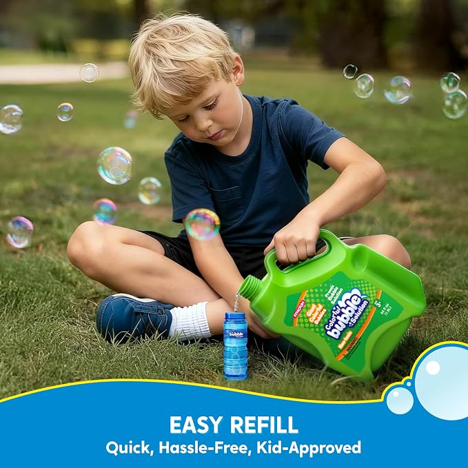 SYNCFUN 64 oz Premixed Bubble Solution, 1.9L Giant Pre-Mix Refill Solution for Bubble Machine,Bubbles for Kids, Wands, Blower, Easter, Outdoors Activity, No Mixing or Measuring