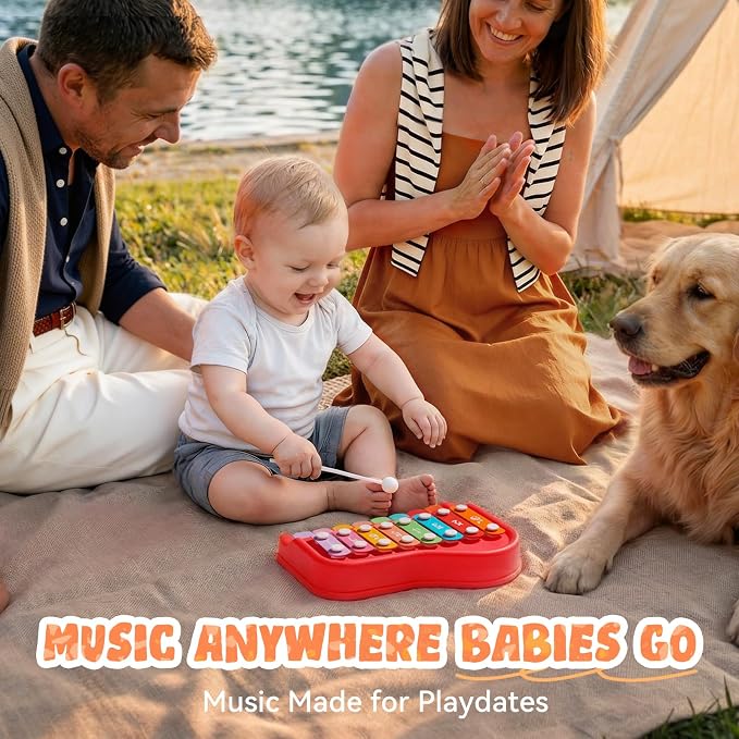 Gleesfun 2005 2-in-1 Baby Piano & Xylophone for Toddlers 1-3 Years | Portable Musical Toy, Educational Music Learning Instrument, Includes Mallet, Sensory Fun, For Home & Travel