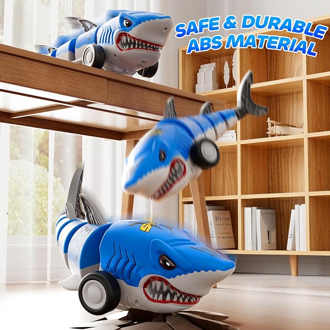 Remote Control Shark Car Toys, RC Shark Truck Car Toys with LED Lights, Remote Control Shark Truck All Terrain RC Car for Indoor Outdoor, Perfect Shark Toys Gifts For Kids Boys Girls Ages 3 4 5 6 7 8