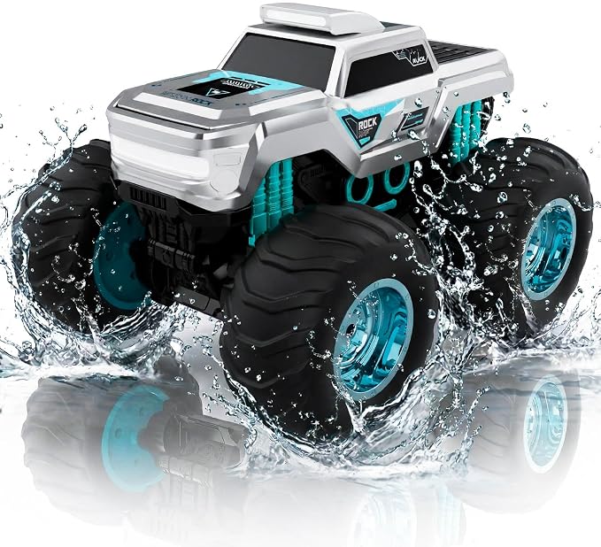 1:14 Amphibious Remote Control Car with Gyro Stabilizer, 4WD Waterproof All Terrain RC Monster Truck, 2.4 GHz Off-Road Toys for Boys Kids Christmas Birthday Gifts Ages 6+