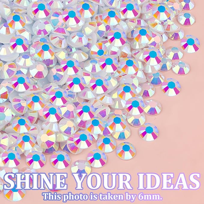 Resin Jelly Rhinestones for Crafting with B7000 Jewelry Glue, 1 Box White AB Flatback Crystal with 3Pcs 10ml Glue, Bedazzling Non Hotfix Gems for DIY Tumblers Clothing Shoes Manicure