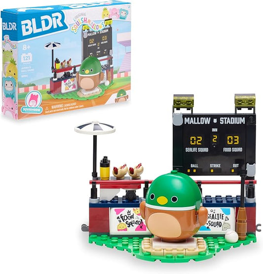 BLDR Squishmallows Avery's Ball Game Building Set - Avery the Mallard Duck Buildable Figure - Squishmallows Fans 8+, 0044
