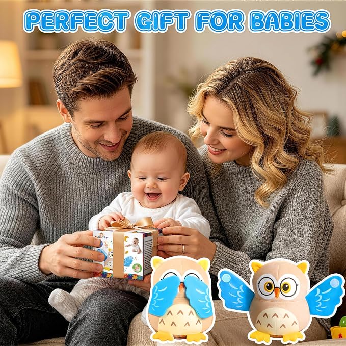 Baby Toys 6-12-18 Months, Musical Crawling Dancing Peekaboo Owl Plush Toy, 50 Songs & Recording Function, Interactive Tummy Time Sensory Toys for Toddlers, Infant Gifts for Boys Girls 1-3 Year Old