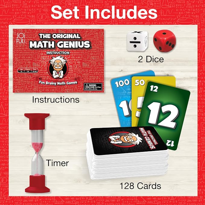 JOiFuli The Original Math Genius Card Game: an Educational Game of Addition, Subtraction, Multiplication, and Division for Ages 6 Years and Up