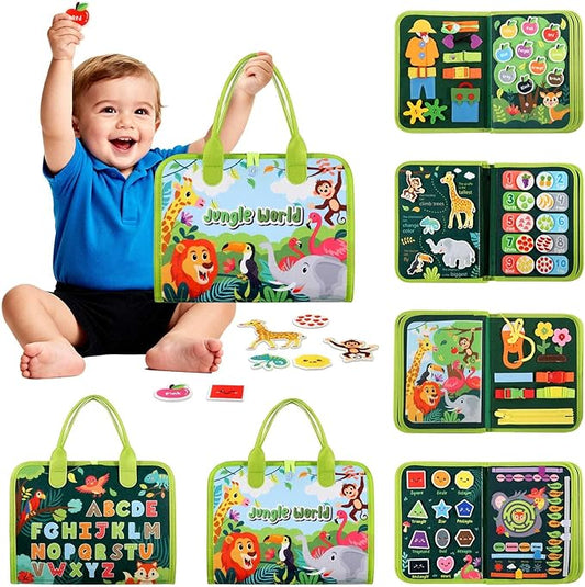 GOLIYEAN Toddler Busy Board - Montessori Toys for Toddler Boy Girl Birthday Gifts, Educational Learning Sensory Busy Book for Toddlers, Quiet Activity Books for Toddlers, Travel Toys for Airplane Car