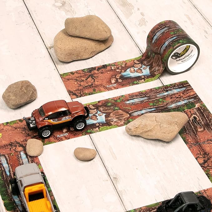 PlayTape Dirt Road Tape for Toy Cars - Sticks to Flat Surfaces, No Residue, 2 in. x 30 ft. Roll