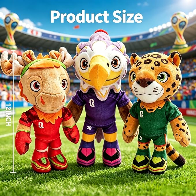 World Cup Mascot 2026, 12" Maple the Moose Plush Toy, Soft Stuffed Animal Mascot, Official Licensed Collectible Game (Maple)