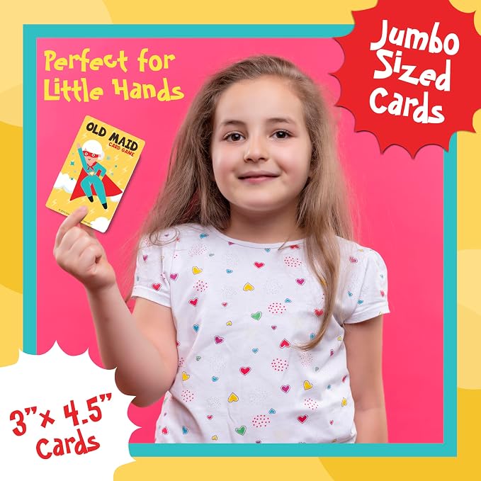 University Games Old Maid Card Game - Jumbo Size, Colorful Character Cards for Kids Ages 4 and Up, Fun Family and Educational Game