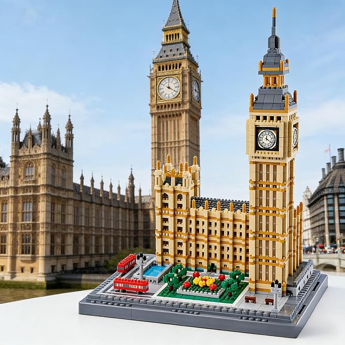 KLMEi Micro Building Blocks Set for Adults, Real Architecture London Elizabeth Tower Big Ben - World Famous Architectural Model Gifts for Teens Ages of 14+(4112 PCS)