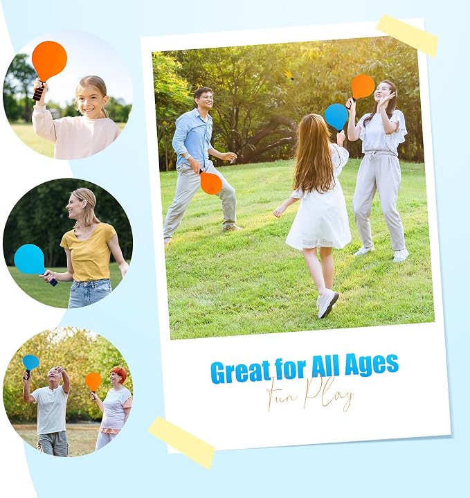 TEILLNET Beach Paddle Ball Set, Family Games for Kids and Adults, Badminton Set with 4 Rackets, Indoor Outdoor Sports Toys Lawn Camping Backyards Yard Games Summer Gifts for Boys Girls