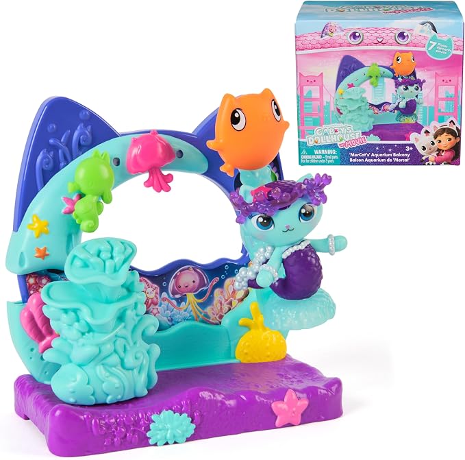 DreamWorks GABBY'S Dollhouse The Movie, Mercat's Aquarium Balcony, with Toy Figure & Dollhouse Accessories, Kids Toys for Girls & Boys Ages 3 and Up