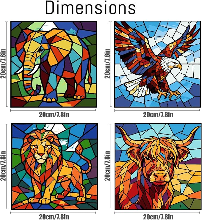 Mrnsiet 4 Pack Frame Paint by Numbers Kit for Kids, Easy Colorful Animals Paint by Number Kits for Beginner Ages 8-12, Animal DIY Painting by Number on Canvas for Children 8x8 Inch
