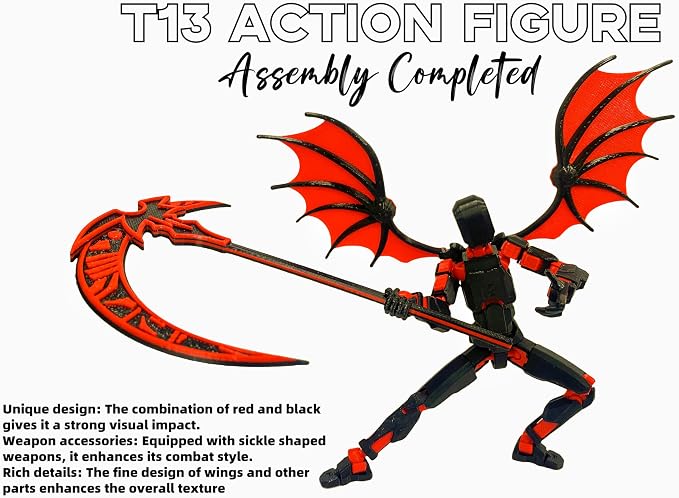 SENROELECTRONAGE Titan 13 Action Figures,(2Pack) Assembly Completed Dummy 13 Action Figures, Lucky T13 Action Figure, T13 Action Figure 3D Printed Multi-Jointed Movable, Green and Red Sickle