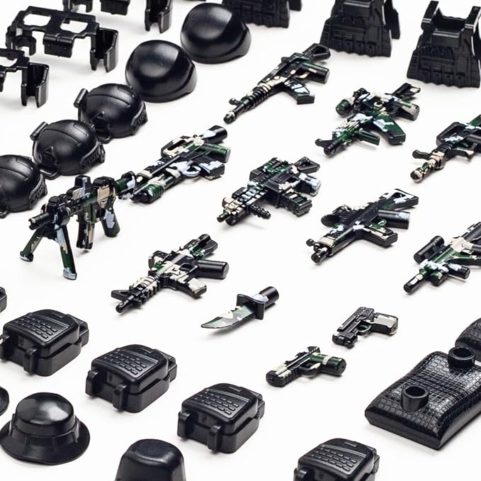 51 Pcs Toy Soldiers Figures US Camouflage Weapons Army Battle Toy Set - Weapons Pack Military Accessories Kits Toys Building Blocks Compatible with Major Brand, 3 Years Old and up