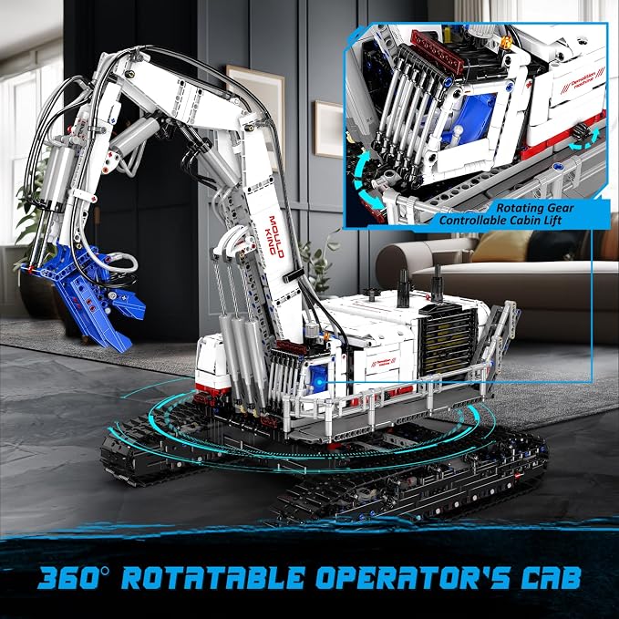 Mould King Mobile Demolition Crane Construction Set, APP Control Motorized Excavator Truck Building Blocks Kit, DIY Assembly STEM Car Toys for Adults - Perfect for Creative Play and Learning (4195+)