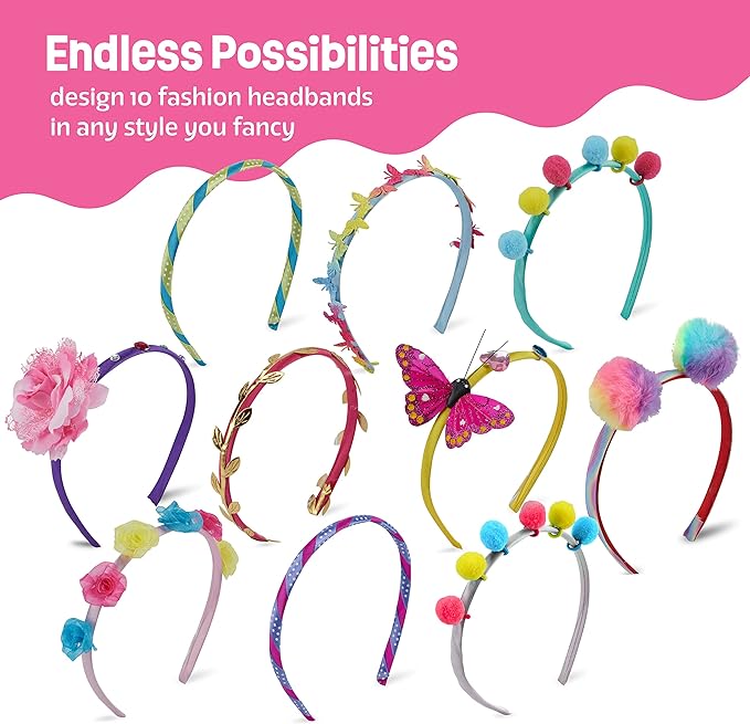 Pretty Me Headband Making Kit for Girls - Arts & Crafts Easter Gift - Make Your Own Fashion Headbands for Kids - DIY Hair Accessories - Gift for Ages 5-12 Year Old Girl - Little Kids Art & Craft Gifts