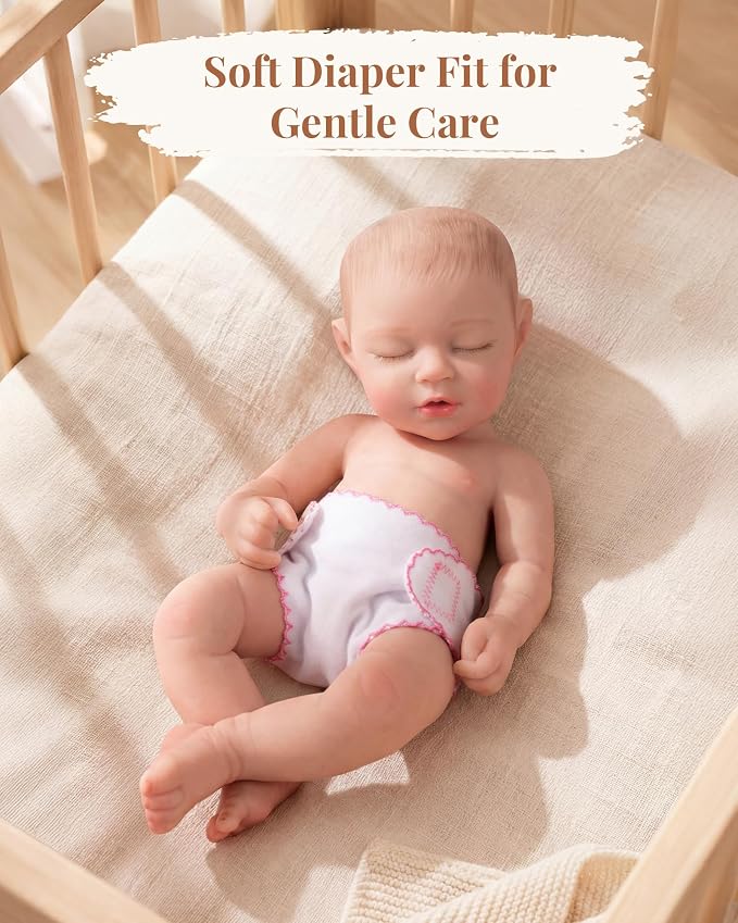 BABESIDE 6 Baby Doll Diapers, Reusable Diaper Accessories for 12-15 Inch Baby Dolls, Pretend Play Set