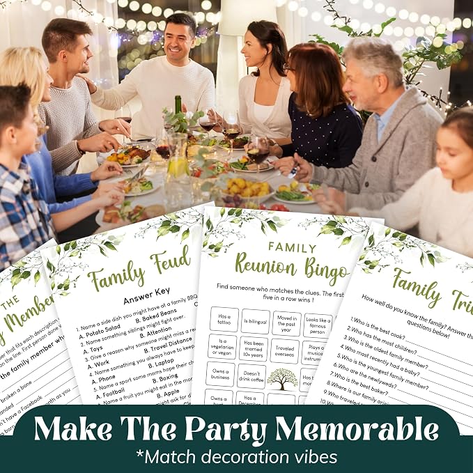 WOODAMORE Family Reunion Games and Activities - Family Feud Game Cards, Trivia Games for Family, How Well Do You Know Your Family Bingo Game