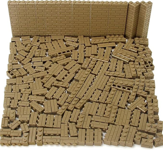 Masonry Bricks Set - Compatible with Major Brands Building Blocks, 260 Pieces Bulk 1x2 1x3 1x4 and Corner Bricks for DIY Wall House Construction Gift for Kids (Dark Tan)