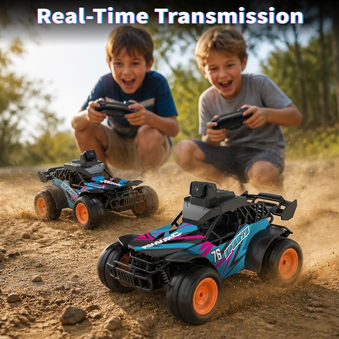 RC Car with Camera, 2.4GHz Remote Control Truck with 2.8”LCD Screen & 60° Adjustable Camera, Live Video, APP/Radio Dual Control, 2 Speeds, Rechargeable Off-Road RC Cars, Gift for Adults and Kids