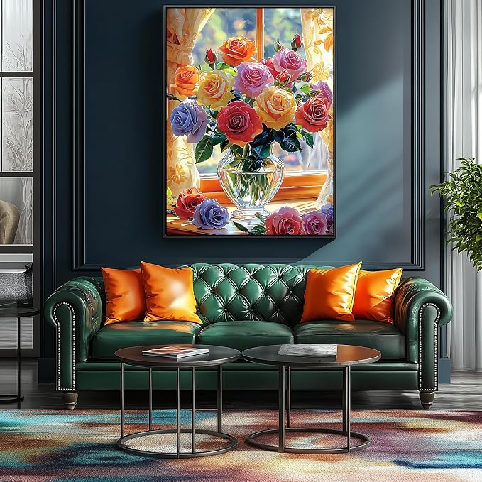 1000 Piece Puzzle for Adults, Colorful Mixed Rose Bouquet Jigsaw Puzzle with Letters on Back for Family, Adults, Gifts, Party Game, Finished Size 27.5" x 19.7"