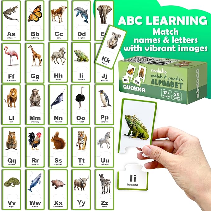 QUOKKA 5X MEGASET Realistic Puzzles for Toddlers 3-5 - Matching Games for Kids Ages 2-4 - Numbers Animals Opposites ABC Learning for Toddlers 1-3 Year Old - Educational Toy for Boy and Girl