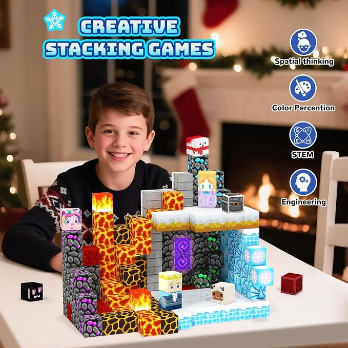 Magnetic Blocks Building Tiles for Kids - STEM Educational Sensory Toys for Boys & Girls Ages 3-10, Christmas