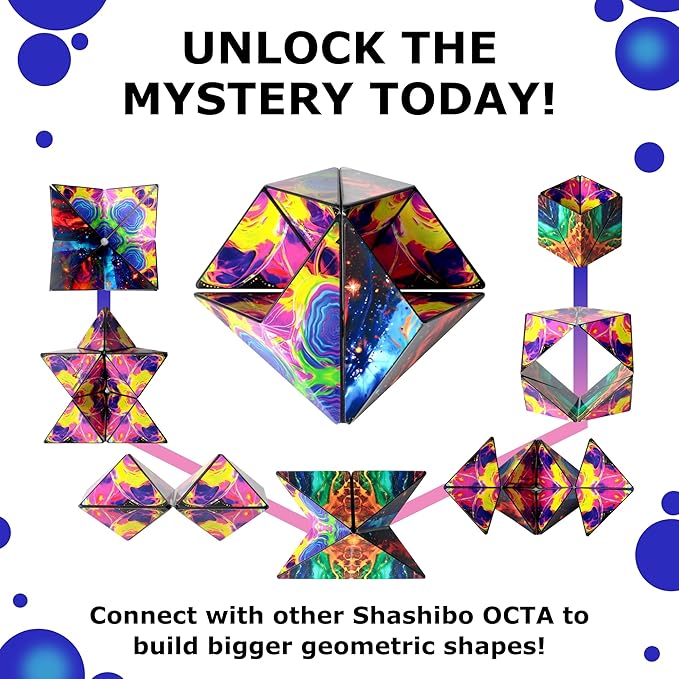 Shashibo Sensory Fidget Toy for Adults & Kids, Stress Relief Fidget Toy for Adults, Teens & Kids, Cool Fidget Toys for Desk, Classroom Must Have, Sensory Shape Shifting Cube, 100+ Possible Shapes