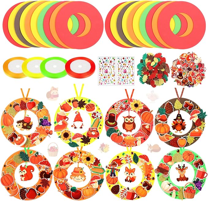 Capoda Summer Bookmark Craft Kits Felt DIY Make Your Own Bookmark with Tropical Fruits Pool Beach Foam Stickers for Classroom Activities Reading Camping Reward Party Favors(24,Fall)