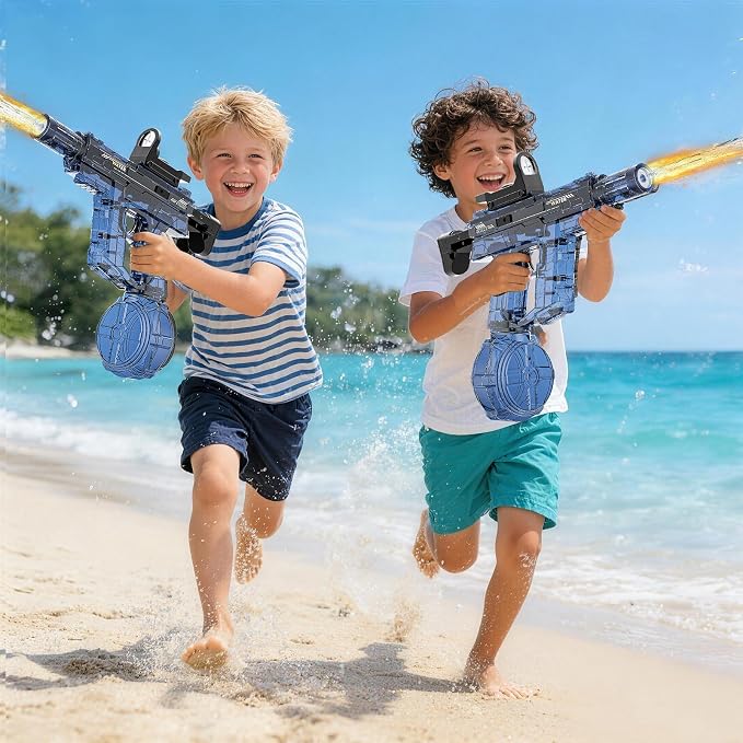 Electric Water Gun for Kids Adult, Automatic Squirt Pistol Guns with Large Capacity & 26-32FT Range, Rechargeable Watergun Toys for Pool, Beach, Backyard Summer Water Blaster Games, Blue