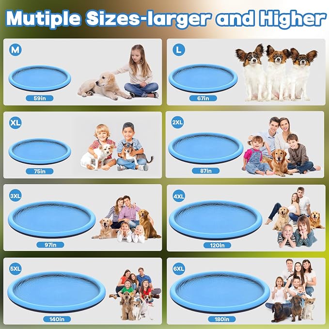 CACSPS 75" Non-Slip Splash Pad for Kids and Dog, Thicken Sprinkler Pool Summer Outdoor Water Toys, Extra Large Backyard Wading Pool for Children Boys & Girls or Pet Dog (Blue)