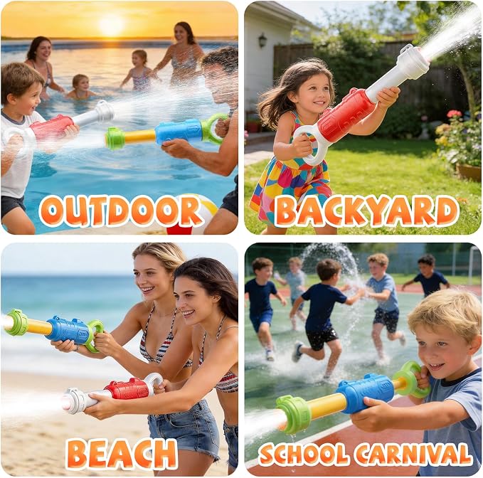 2 Pack Water Gun for Kids - 40 Feet Long Range, Large Capacity Water Blaster, Summer Water Toys Outdoor Pool and Beach Toy for Boys Girls Ages 4-8 8-12