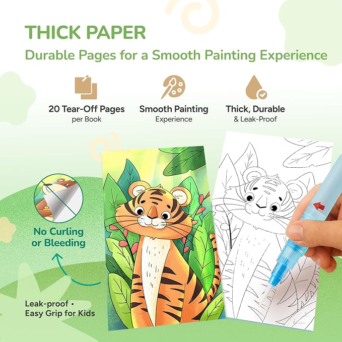 JoyCat 3 Pack Pocket Paint with Water Coloring Books for Kids, Art & Craft Activity Toy Set, Creative Travel & Home Painting Kit, Gifts for Girls & Boys Ages 3-8 (3 Pack - Magical Pony & Ocean Princess & Animals)