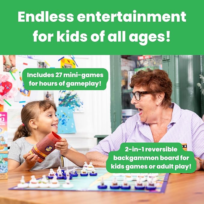 Story Time Chess Backgammon Set for Kids, Ages 3 and Up, Educational Learning Game, 1-6 Players