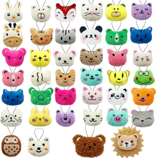 XIPEGPA 40 PCS Mini Animal Plush Toys Set Cute Small Animal Stuffed Toy Keychain for Party Favors Keychain Ornament for Goody Bag Easter Egg Stuffers Carnival Birthday Party Classroom Prizes