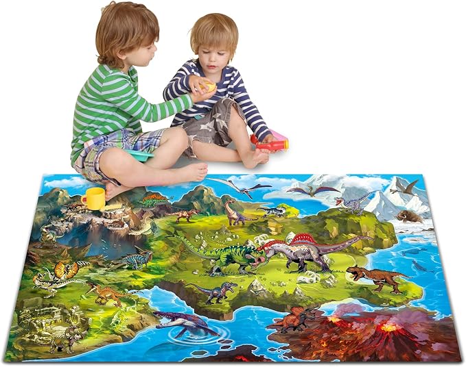 Oriate Kids Jurassic Toys Play Mat Dinosaur Activity Playmat,Parent-Child Interaction Pretend Play Rug for Dino Toys, Cognitive Learning Toys Floor Mats Game Carpet for Kid's Dinosaurs Collection