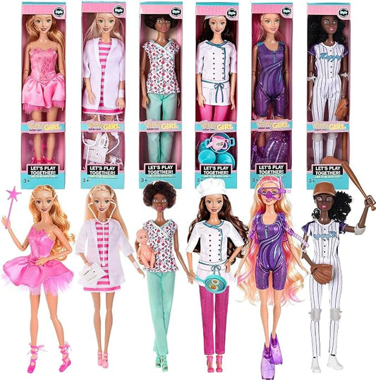 dollbie 6 Pack Fashion Dolls Playset -11.5 inch Career Role Play Dolls | Career Role Play Dolls