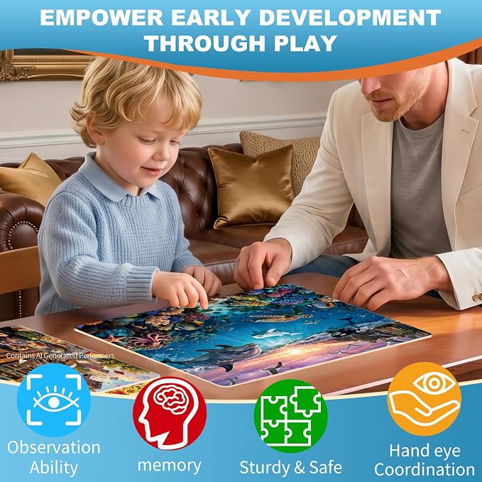 100 Pieces Puzzles for Kids Ages 4-8, Ocean World Educational Kids 100 Piece Puzzle, Children Jigsaw Puzzles Kids Puzzles, Educational Learning Puzzle Toys for Girls and Boys