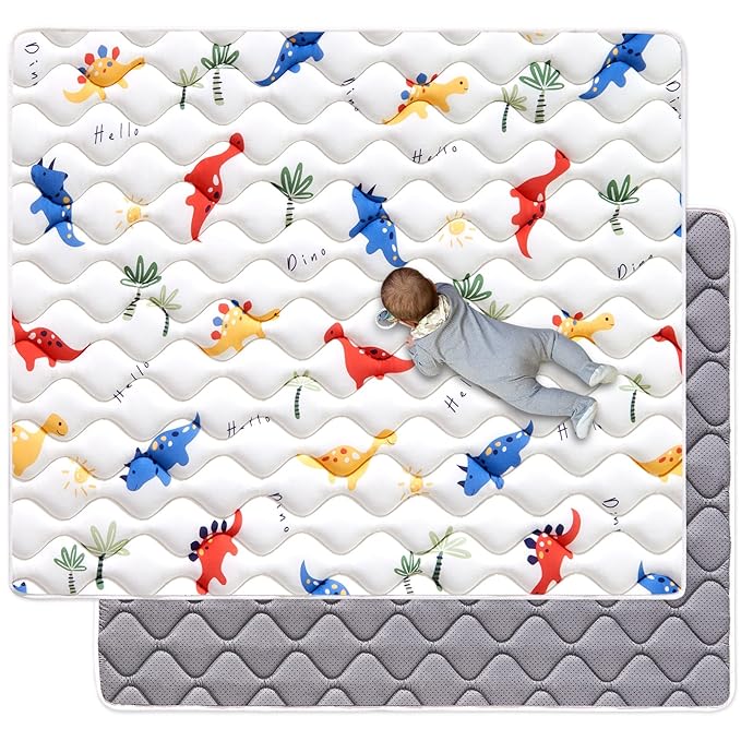 Odorless Premium Foam Baby Play Mat 79" x 59", Soft Microfiber Fabric Crawling Mat for Floor- Comfortable and Hypoallergenic, Non-Slip Cushioned Floor Playpen mat for Infants,Babies,Toddlers