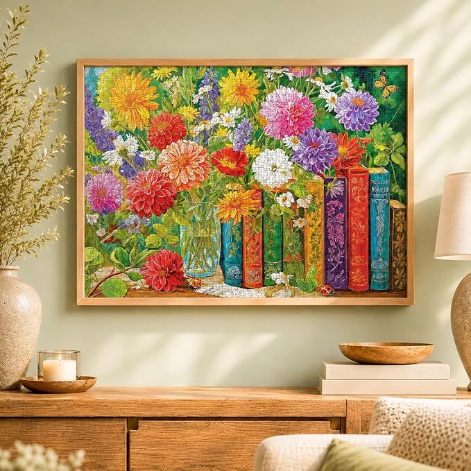 Cross & Glory | 1000 Piece Jigsaw Puzzles for Adults | Petals Between the Pages | Vintage Books & Floral Botanical Flower Puzzle | Satin Finish Flower Puzzles for Adults 1000 Pieces | Ages 14+