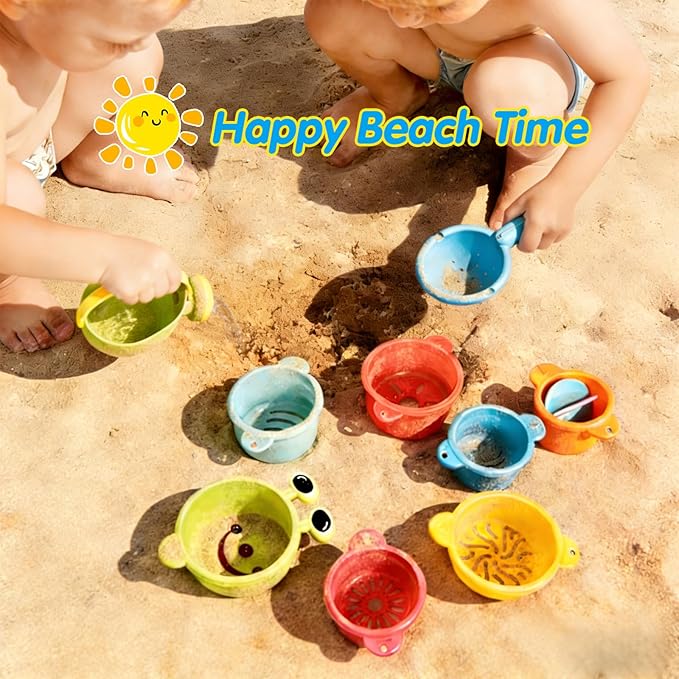 Beach Toys for Toddlers 1-3 Bath Toys Sand Pool Water Table Toys Mold Free Bathtub Toys for 12+ Months Stacking Cups Showerhead Spoon for 1 2 3 4 5 6 Years Old Girls Boys Gifts 9PCS