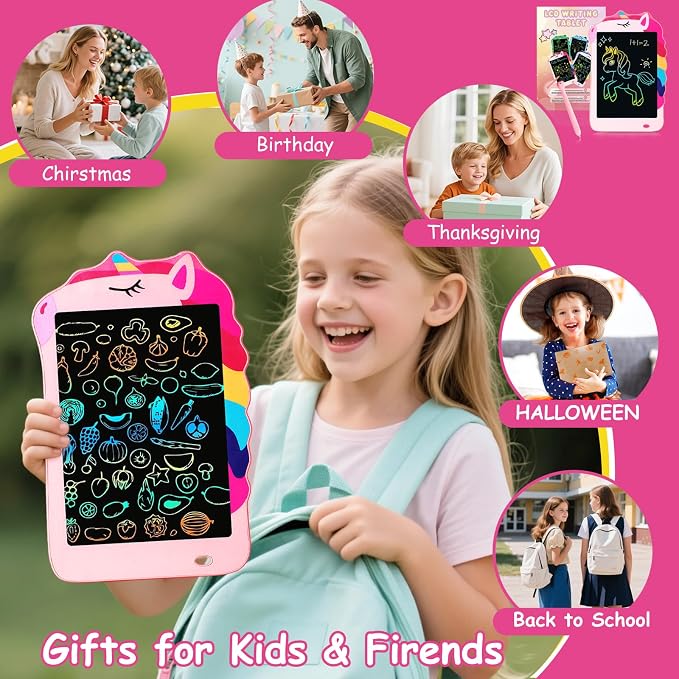 LCD Writing Tablet, Unicorn Drawing Pad Doodle Board, Colorful Toddlers Toys Drawing Board, Educational Toys for Boys Girls 3 4 5 6 7 8 Year Old Christmas and Birthday Gifts