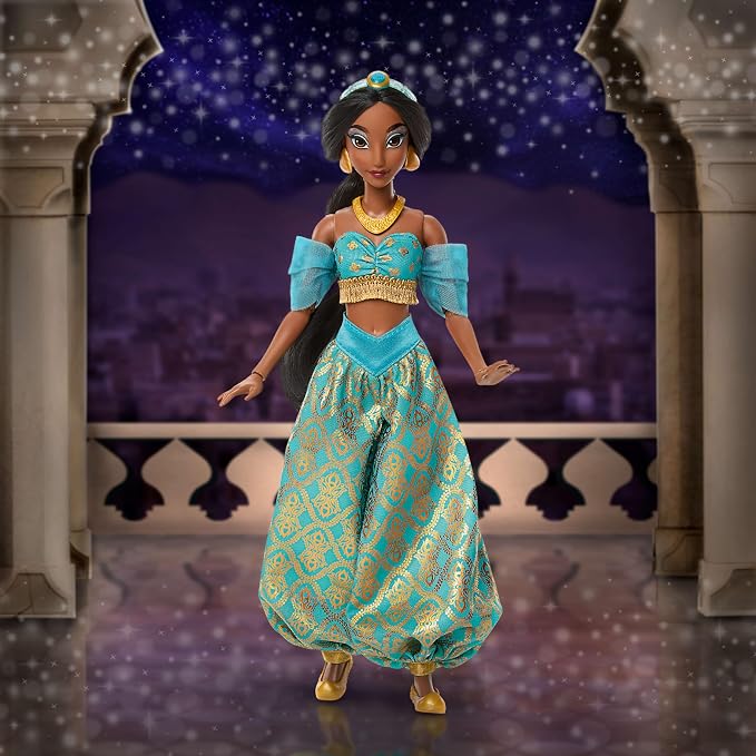 Mattel Disney Princess Jasmine Sparkling Princess Fashion Doll & Accessories with Removable Outfit, Shoes, Necklace & Earrings, Inspired by Movie
