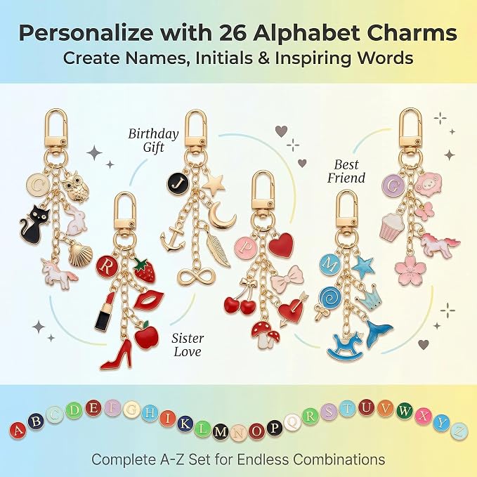 YOJO DIY Keychain Making Kit for Women & Girls, Personalized Jewelry Craft Supplies, Creative Arts and Crafts Set for Bag Charms, Phone Straps & Gifts (387Pcs)