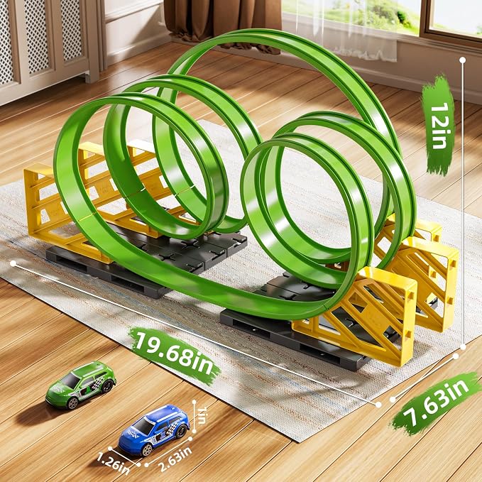 Race Track Car Set for Kids Ages 3-5 4-8, Toy Car Track Set for Boys 3+ with 5 Rotating Track, Race Car Track with 2 Small Cars, Boys Toy, Gifts Toys for Boys Girls 3 4 5 6 7 8