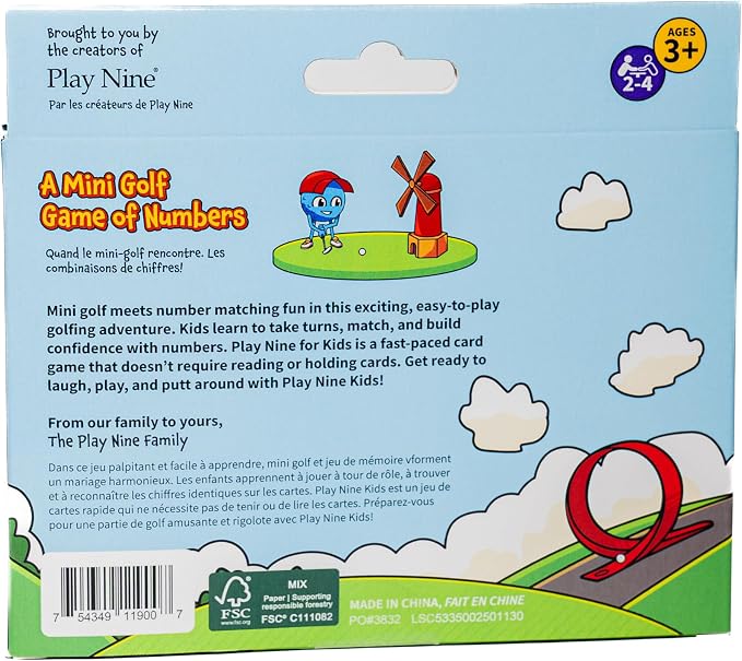 Play Nine Kids: Mini Golf Card Game – Learn and Match Numbers, Fun Math & Strategy Skills for Kids - Family Board Game – Easy to Learn, Educational Number Matching – 2-4 Players, Ages 3+