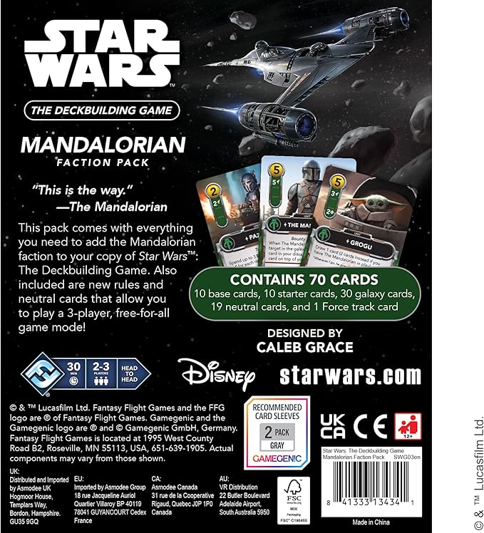 Asmodee Star Wars: The Deckbuilding Game: Mandalorian Faction Pack - Play as The Mandalorian, Bounty Hunters & Troopers, Strategy Game for Kids & Adults, Ages 12+, 2 Players, 30 Minute Playtime